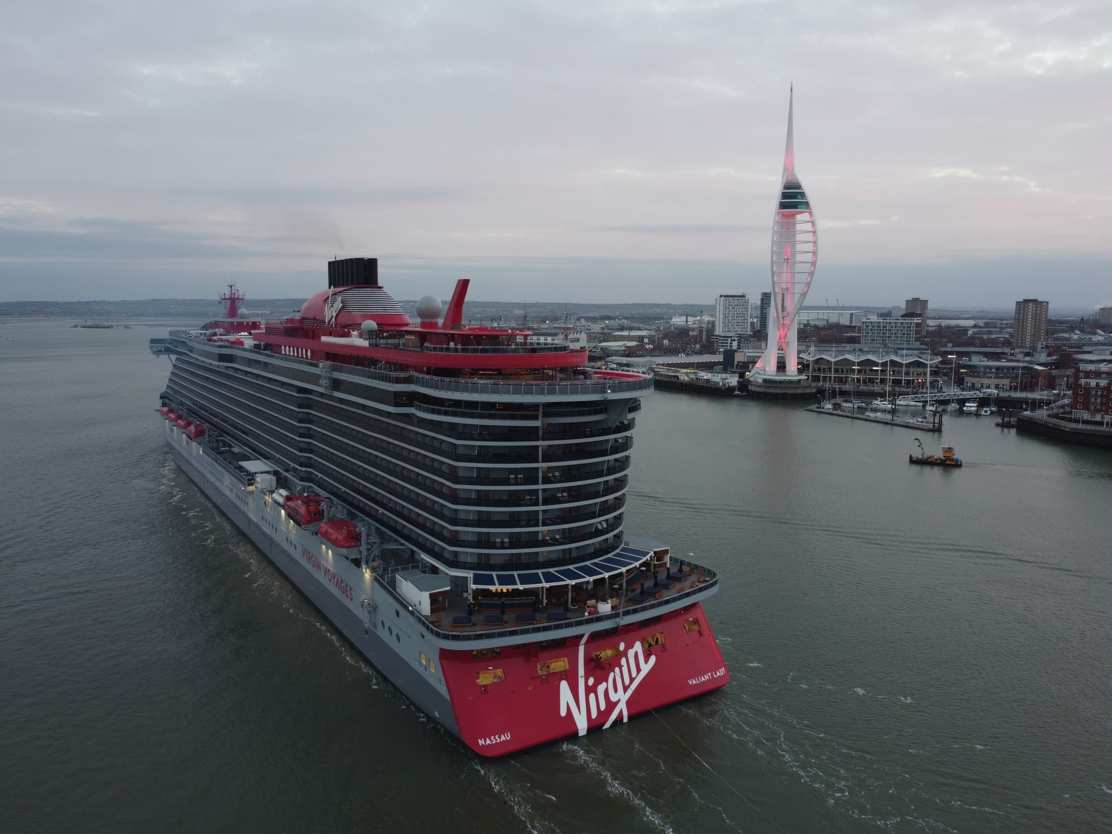 Valiant Lady arriving at Portsmouth, used as a British Isles cruise-route image.