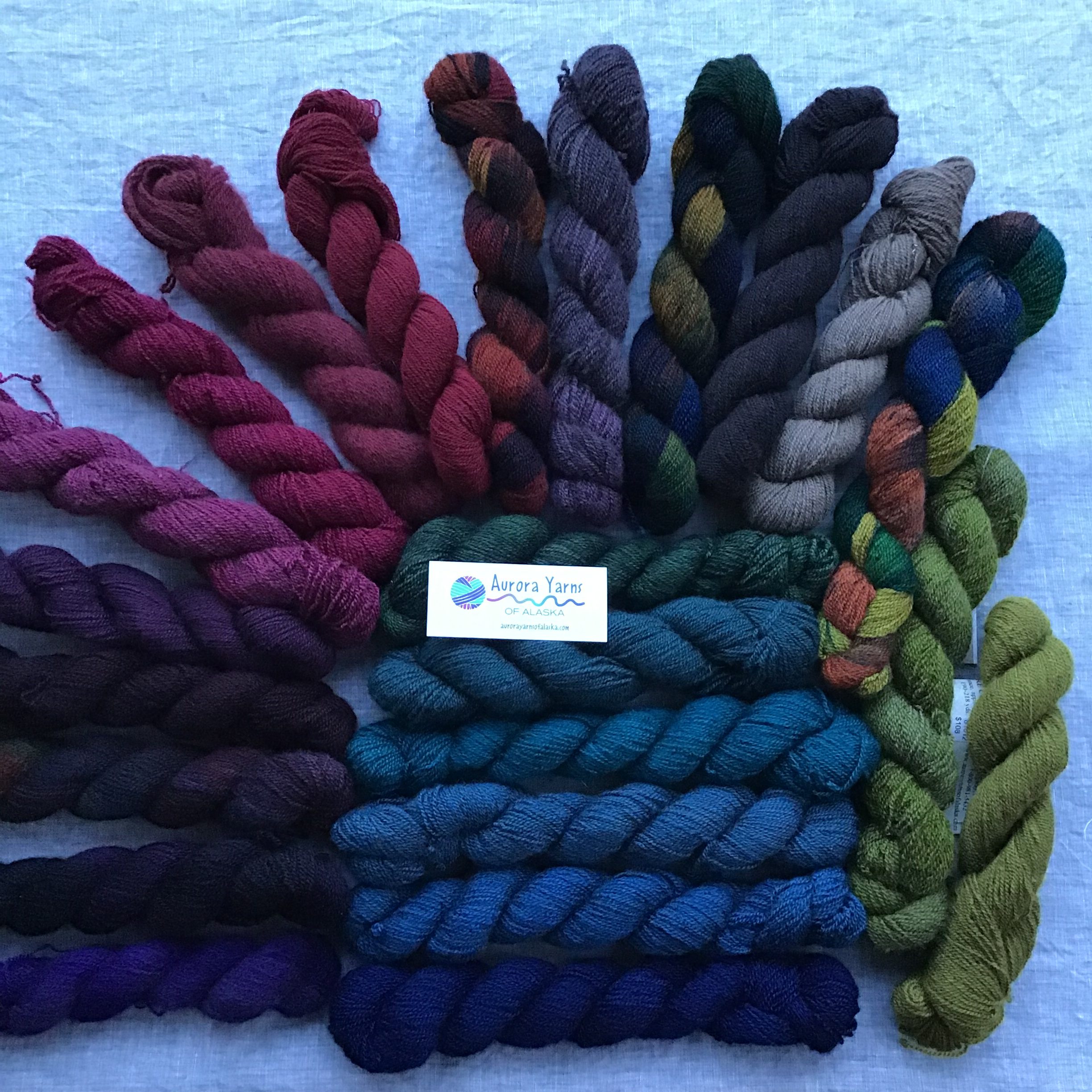 Yarn photo from Aurora Yarns of Alaska.